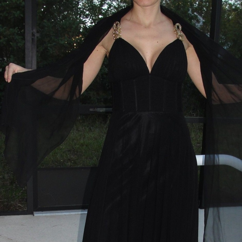 New Alberto Makali Black Silk Gown Dress 4